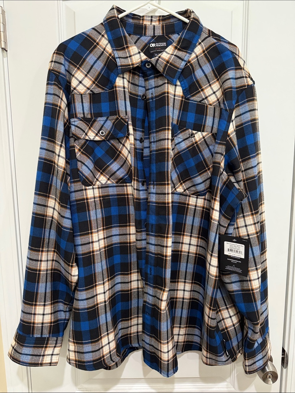 Outdoor Research Men's Blue Plaid Flannel Shirt